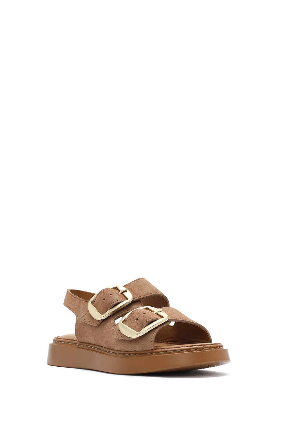 Women's Powder Thick Soled Buckled Suede Leather Comfort Sandals