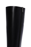 Women's Black Thick High-Sole Zippered Leather Boots | Derimod