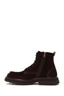 Male Brown Lace-Up Zip Closure Thick-Soled Suede Casual Boots | Derimod