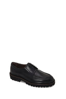 Male Black Lace-Up Thick-Soled Leather Casual Shoes | Derimod