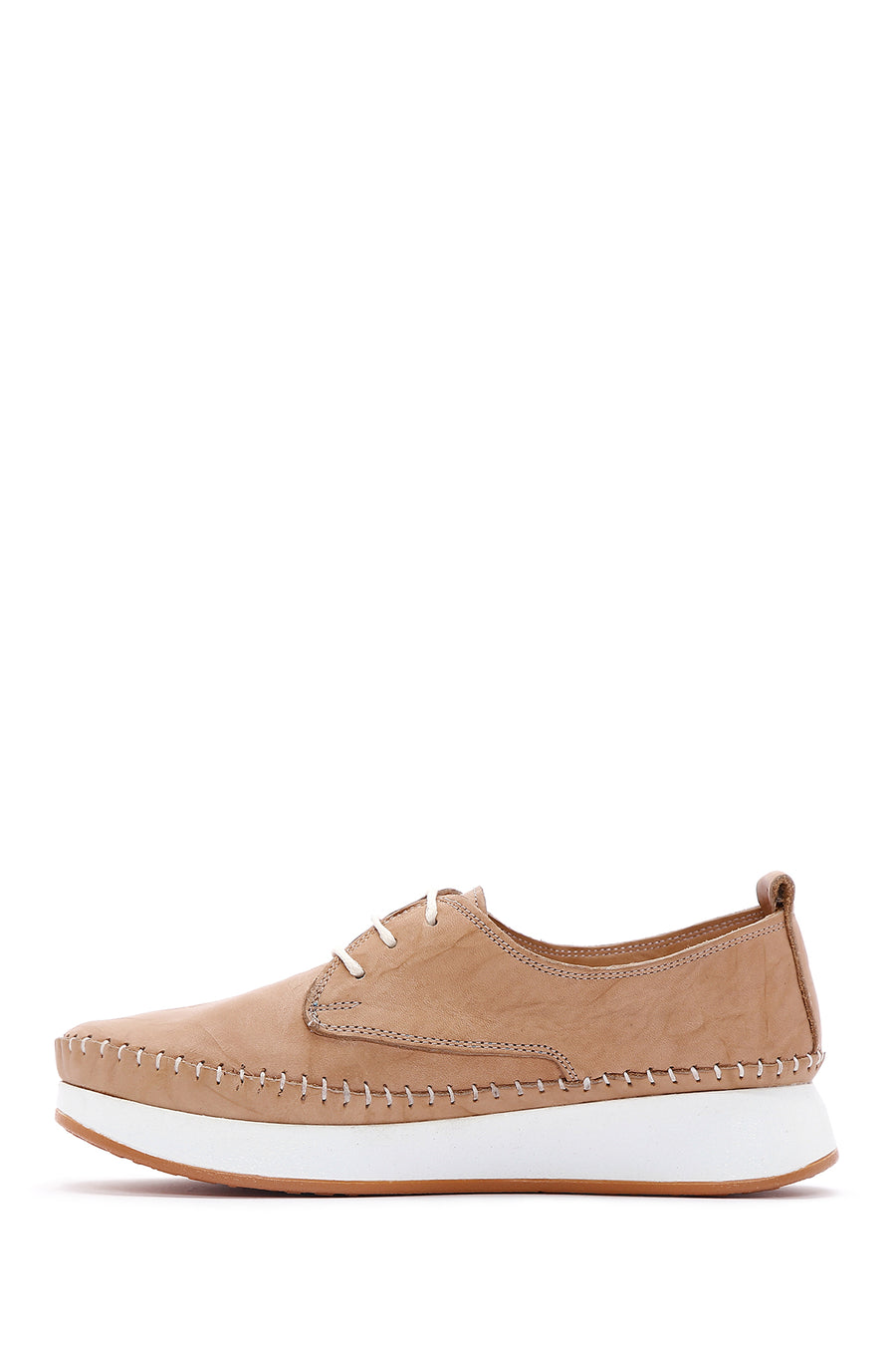 Women's Beige Leather Comfort Shoes