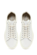 Men's White Lace-Up Thick-Soled Leather Sneaker | Derimod