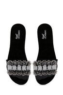 Women's Black Jelly Stone-Embellished Slippers | Derimod