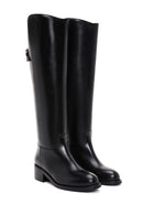 Women's Black Zippered Buckle Detailed Leather Boots | Derimod