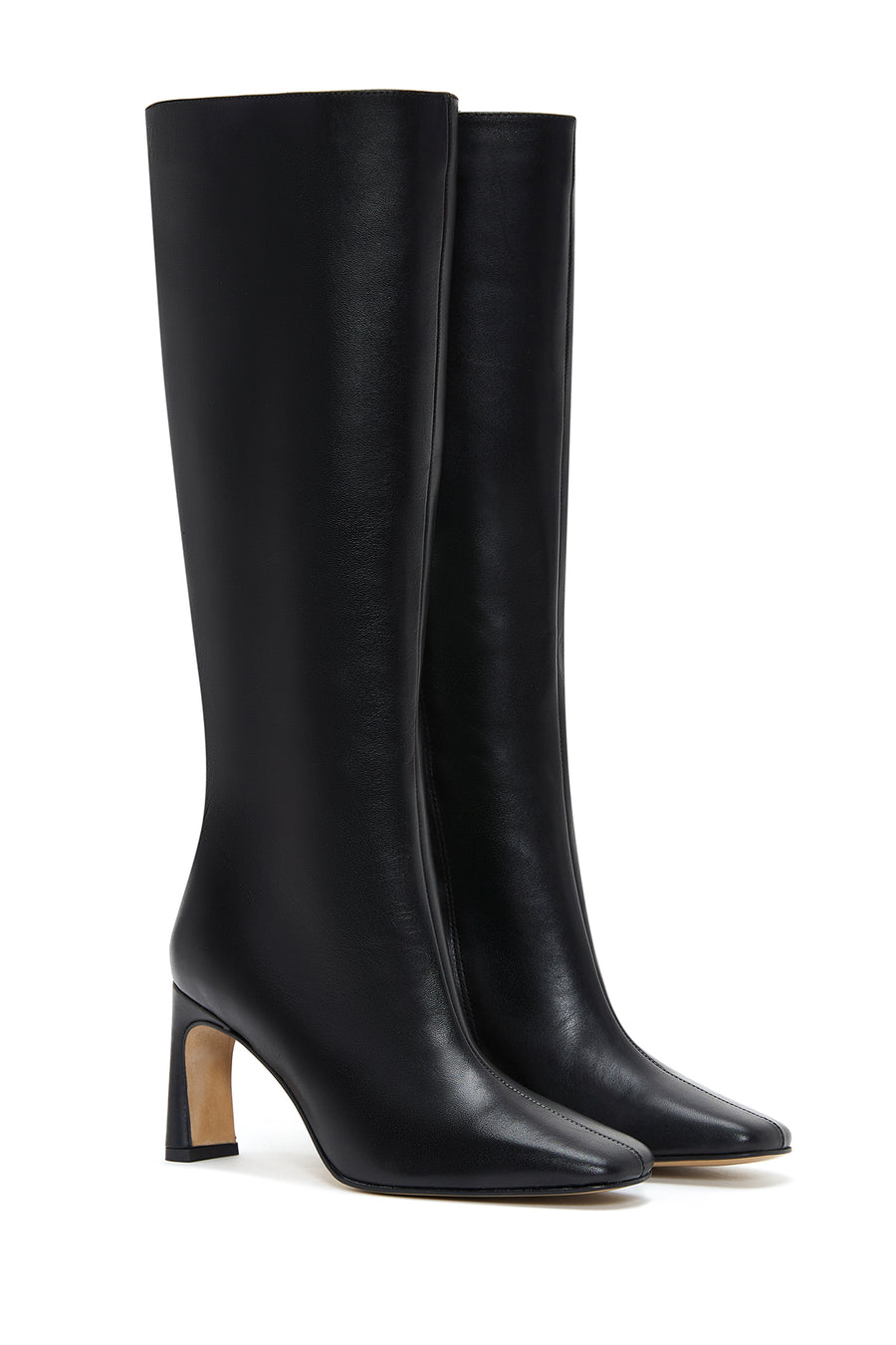 Women's Black Leather Heeled Boots