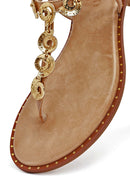 Women's Brown Ankle Buckle Flip-Flop Leather Sandals | Derimod