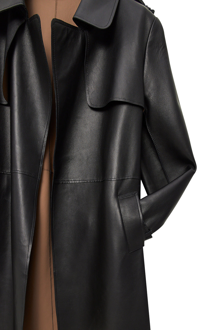 Los Angeles Women's Black Jacket Collar Leather Coat
