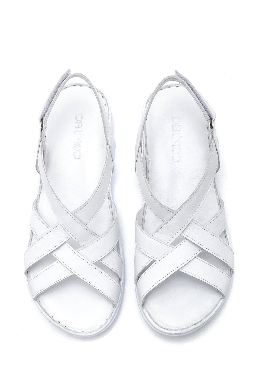 Women's White Leather Comfort Sandals