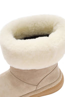 Woman Beige Thick-Soled Suede with Fur Detail Leather Boat | Derimod
