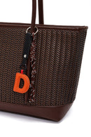 Women's Brown Braided Charm Shoulder Bag | Derimod