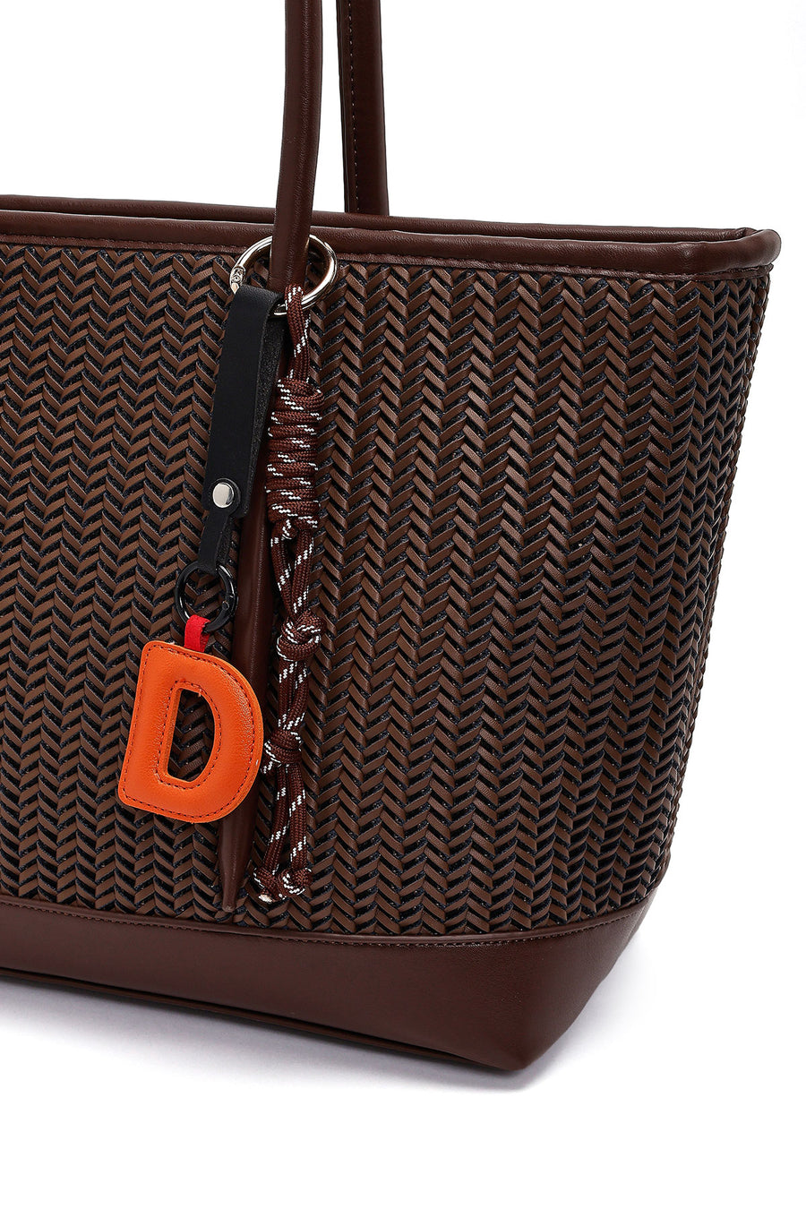 Women's Brown Braided Charm Shoulder Bag