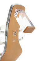 Women's Silver Transparent Thick Heeled Slippers | Derimod