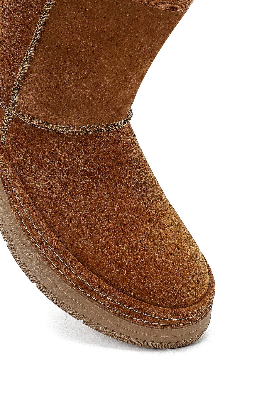 Women's Tan Suede Leather Teddy Boot