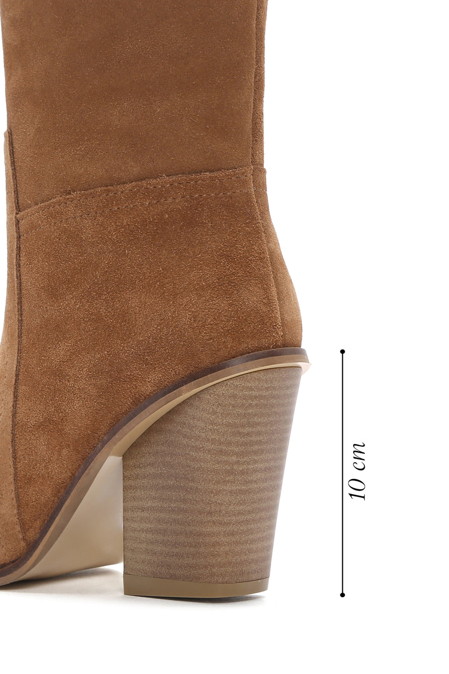 Women's Tan Thick Heeled Suede Cowboy Boots