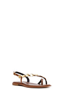 Women's Brown Metal Detailed Flip-Flop Leather Sandals | Derimod