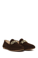 Woman Brown Buckled Suede Masculine Loafer | Derimod