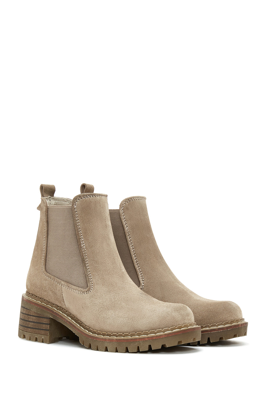 Women's Beige Suede Leather Chelsea Boots