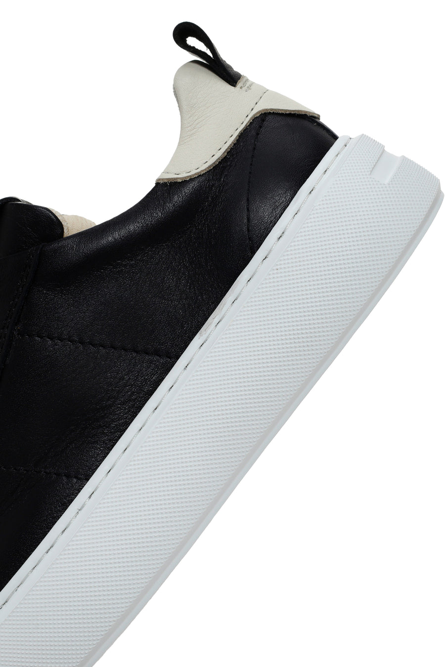 Women's Black Lace-up Leather Sneaker with Accessory Detail