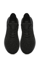 Derimod Zero Women's Black Lace-Up Stone Fabric Sneakers | Derimod