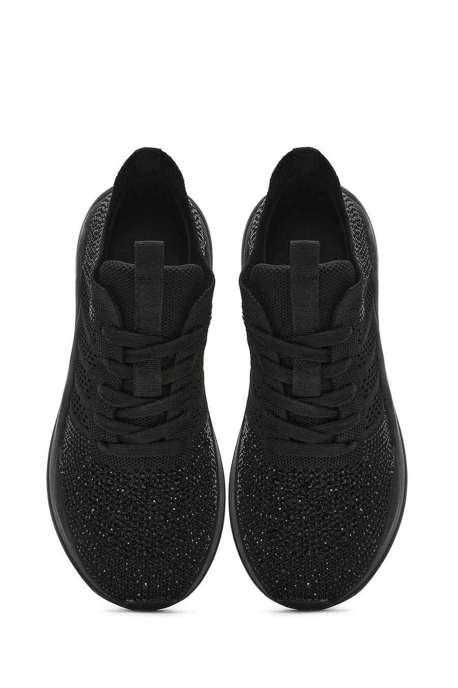 Derimod Zero Women's Black Lace-Up Stone Fabric Sneakers
