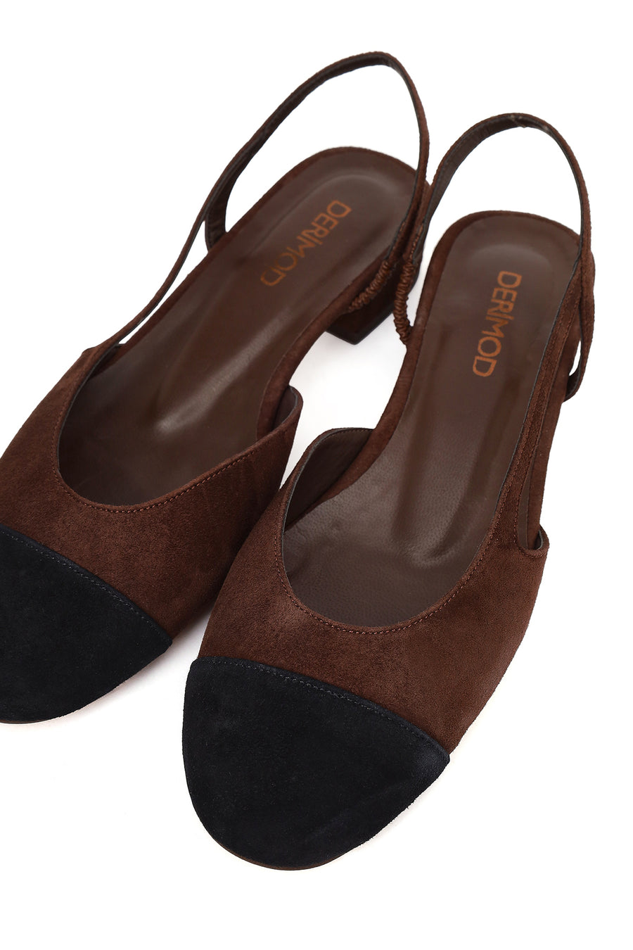 Women's Brown Open Back Suede Leather Ballet Flats