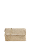 Women's Beige Chain Strap Woven Clutch Bag | Derimod