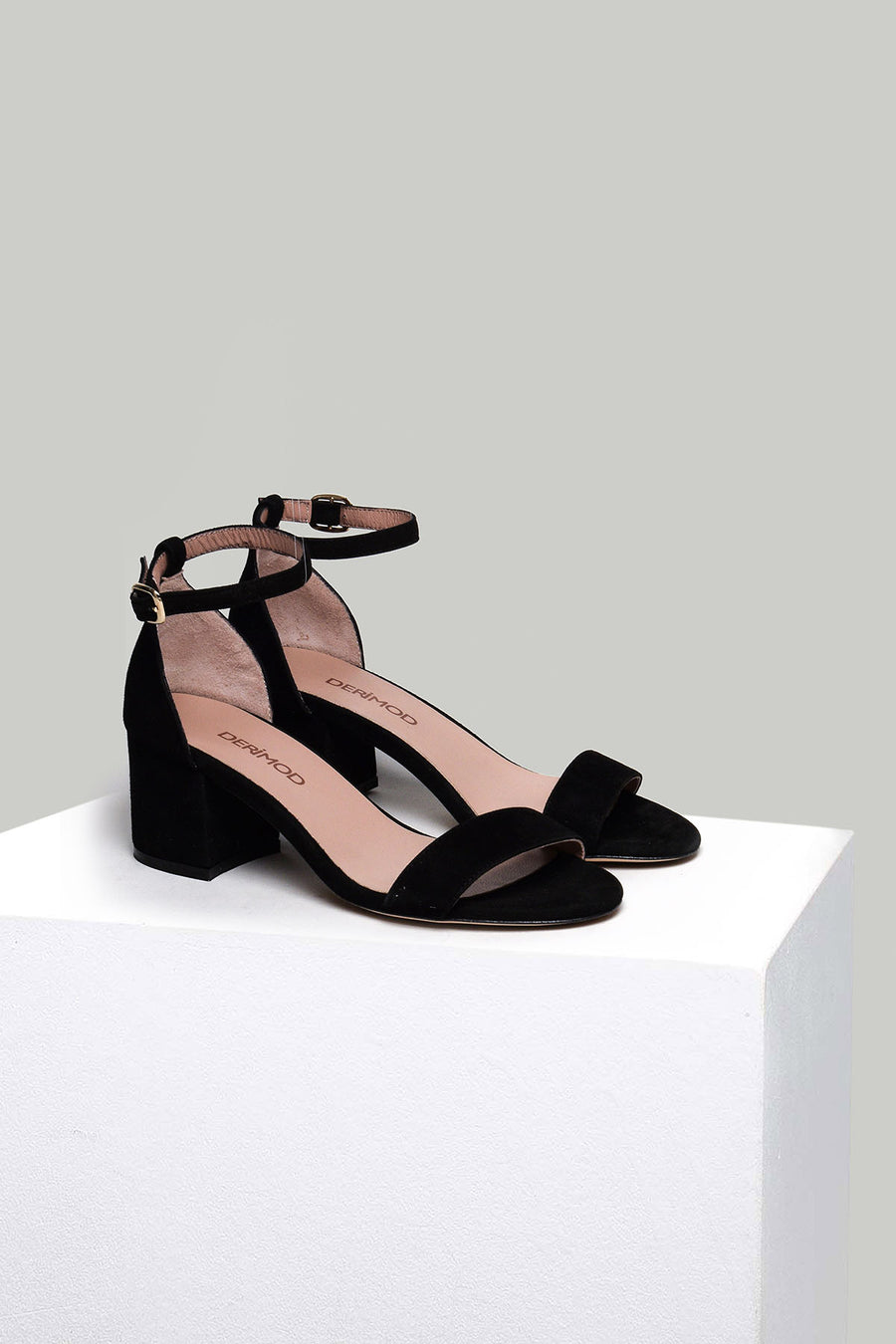 Suede Ankle Strap Women's Leather Heeled Sandals