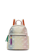 Women's Beige Hologram Patterned Backpack | Derimod