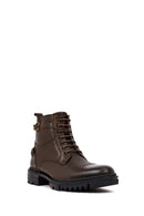 Male Brown Zip Closure Thick-Soled Leather Combat Boots | Derimod