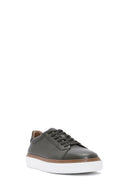 Erkek Haki Bağcıklı Deri Sneaker | Derimod