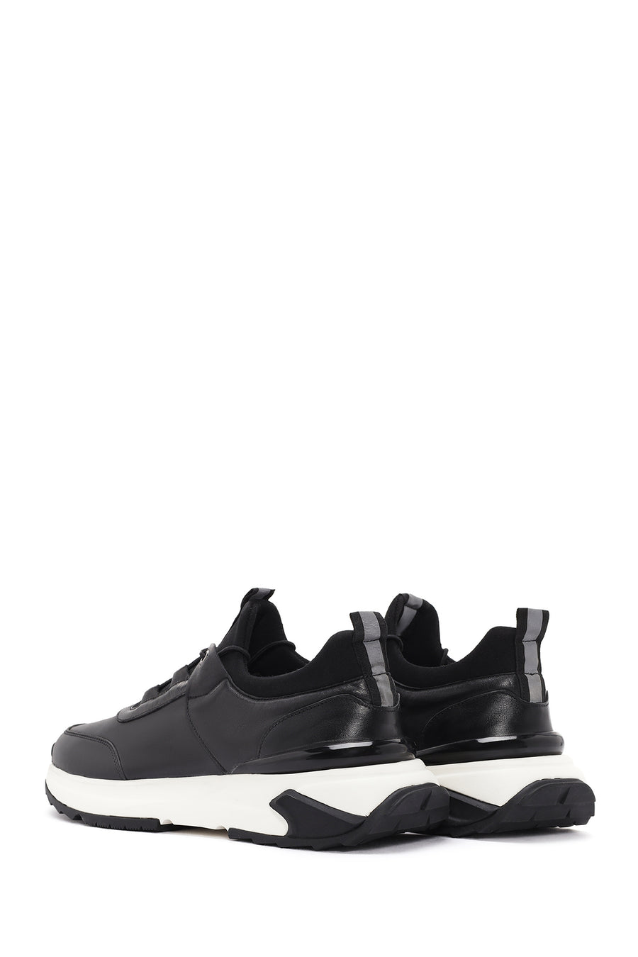Men's Black Lace-up Leather Sneaker