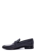 Men's Navy Blue Leather Perforated Loafer | Derimod