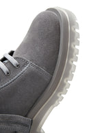 Women's Gray Suede Leather Buckle Flat Boots | Derimod