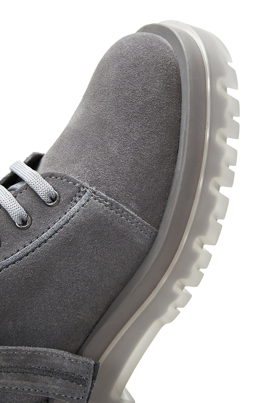 Women's Gray Suede Leather Buckle Flat Boots
