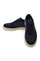 Erkek Lacivert Bağcıklı Süet Deri Sneaker | Derimod