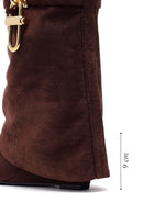Woman Brown Wedge-Heel Suede Boots | Derimod