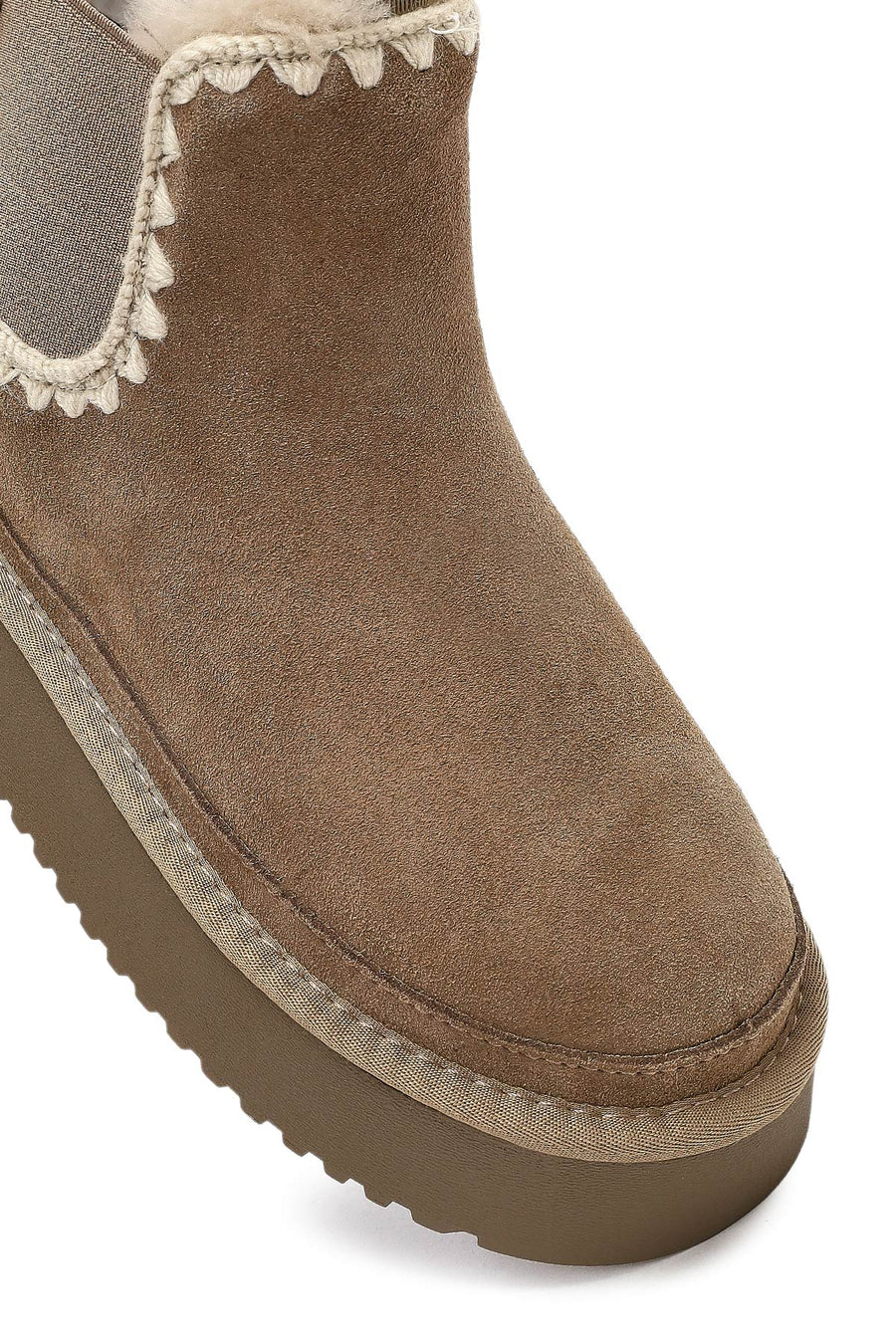 Woman Mink Thick-Soled Patterned Suede Teddy Boots