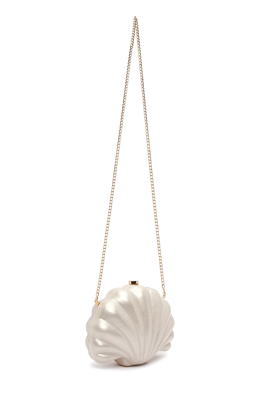 Women's White Long Chain Strap Mini Clutch Evening Bag