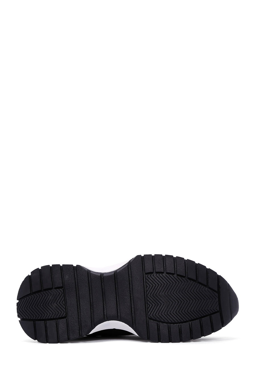 Women's Black Leather Suede Detailed Sneaker