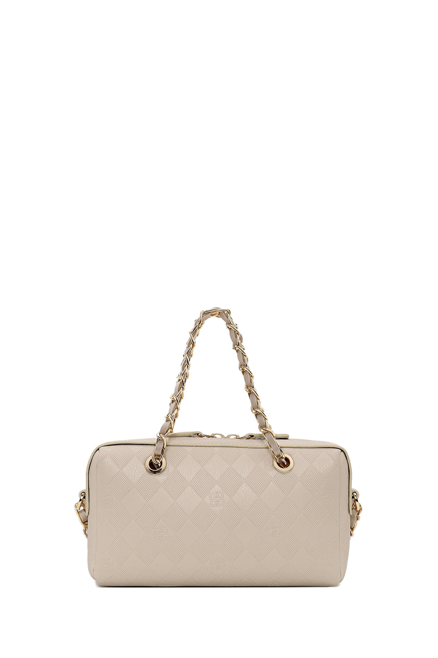 Woman Cream Printed Mini Crossbody Bag