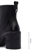 Woman Black Chunky Heels Leather Chelsea Boots | Derimod