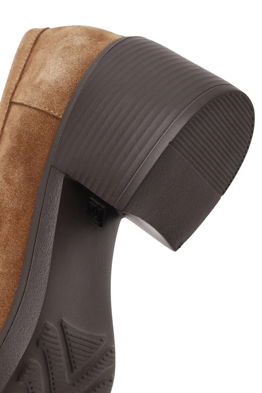 Woman Tan Chunky-Heel Suede Loafer