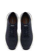 Men's Navy Blue Lace-Up Nubuck Leather Sneaker | Derimod