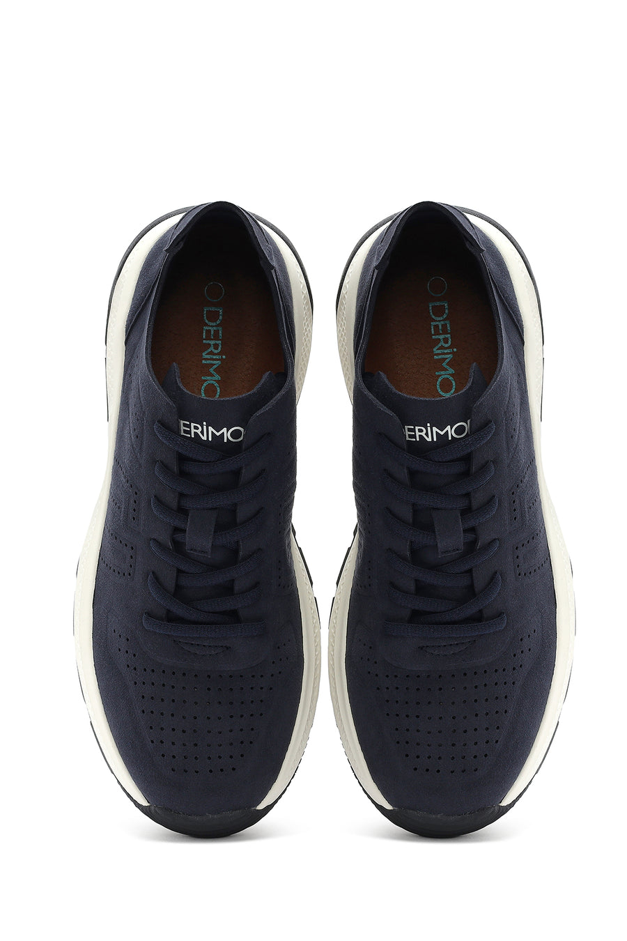 Men's Navy Blue Lace-Up Nubuck Leather Sneaker