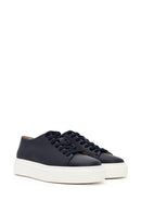Men's Navy Blue Lace-up Thick-Sole Leather Sneaker | Derimod