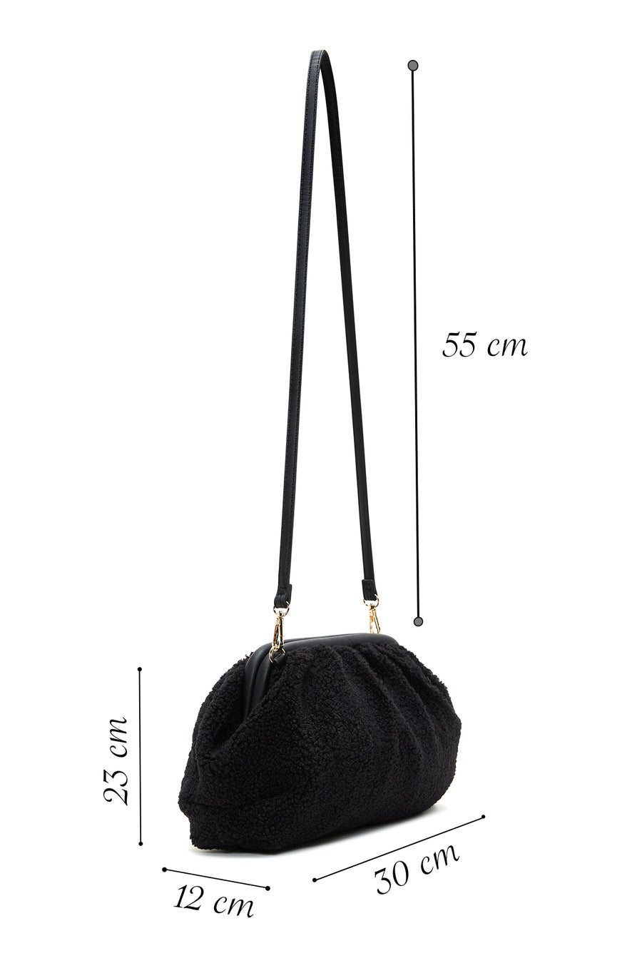 Women's Black Plush Crossbody Bag