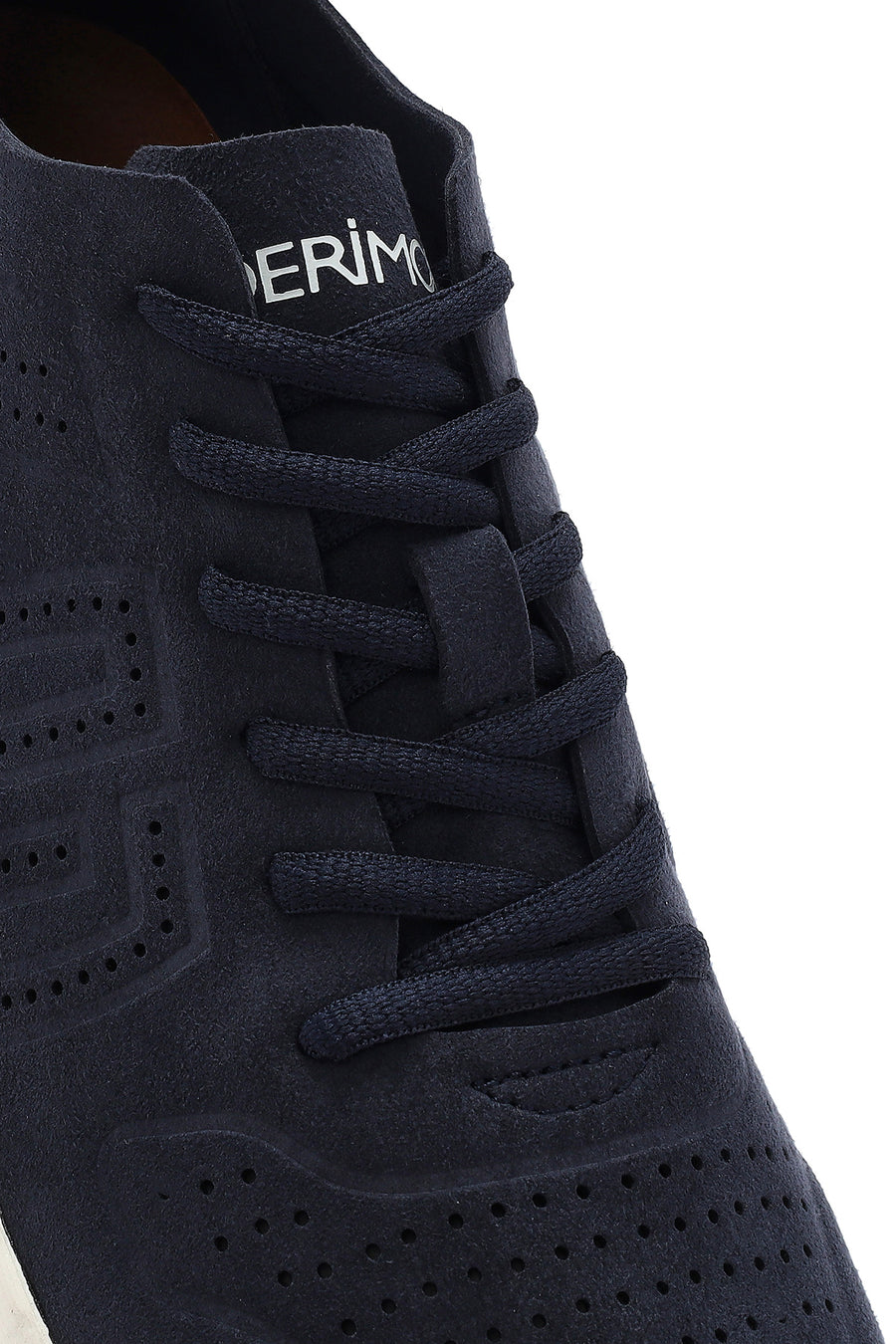 Men's Navy Blue Lace-Up Nubuck Leather Sneaker