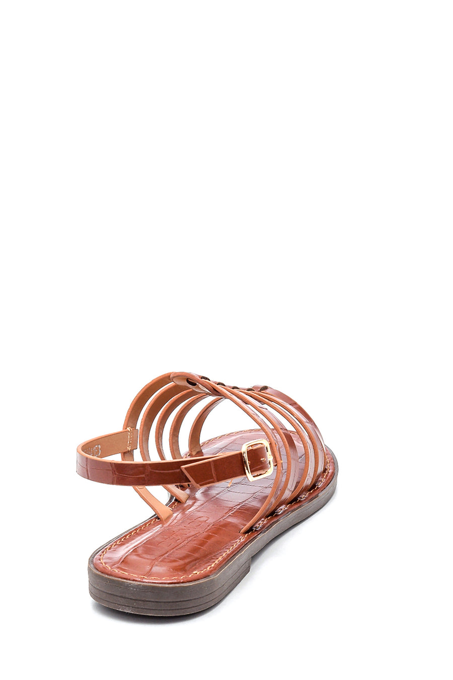 Women's Tan Crocodile Flat Sandals