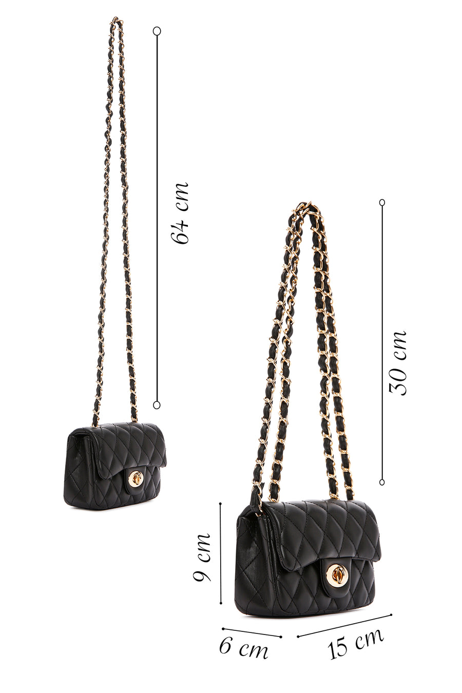 Women's Black Long Strap Quilted Crossbody Bag