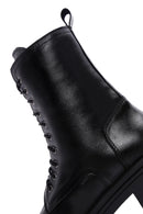 Women's Black Zippered Leather Boots | Derimod